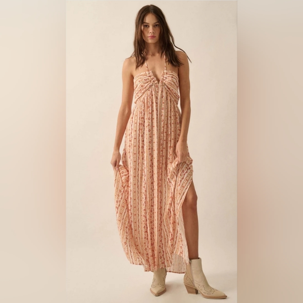 Promesa Peach Floral Maxi Dress
